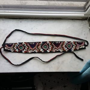 Anthropologie Boho Embroidered Tie Belt Size Large